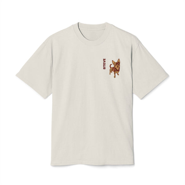 Tan Faded Tee with Small Vintage Golden Retriever Chest Graphic — 