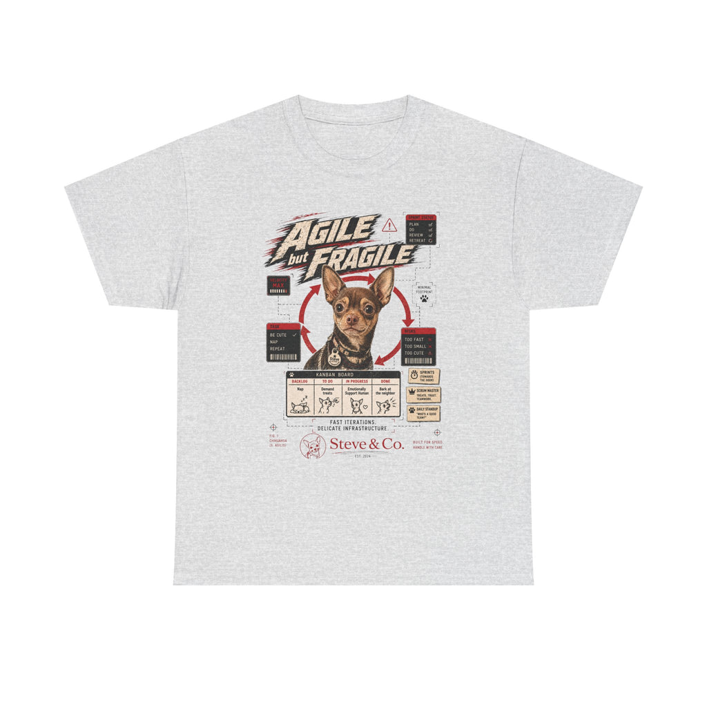 T-Shirt — "Agile but Fragile" Dog Graphic Tee (Cute Rescue Pet Design)