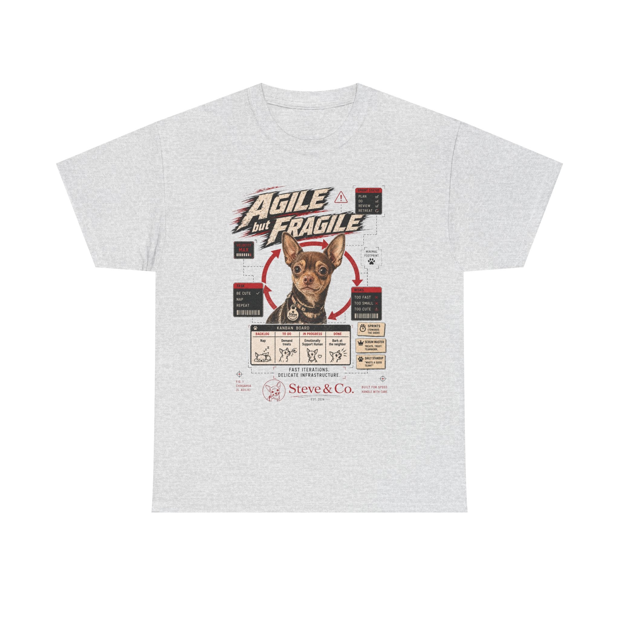 T-Shirt — "Agile but Fragile" Dog Graphic Tee (Cute Rescue Pet Design)