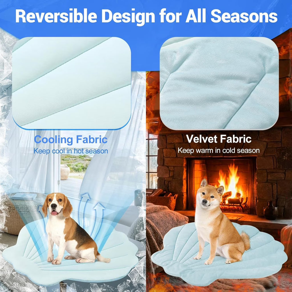 Dog Cooling Mat, 40'' × 40'' Large, Self-Cooling Mat for Dog, (Cool & Warm) Double-Sided Pet Cool Pads for Crate, Kennel, Machine Washable Summer Blanket, Cat Cool Bed, Non-Gel, Sky Blue