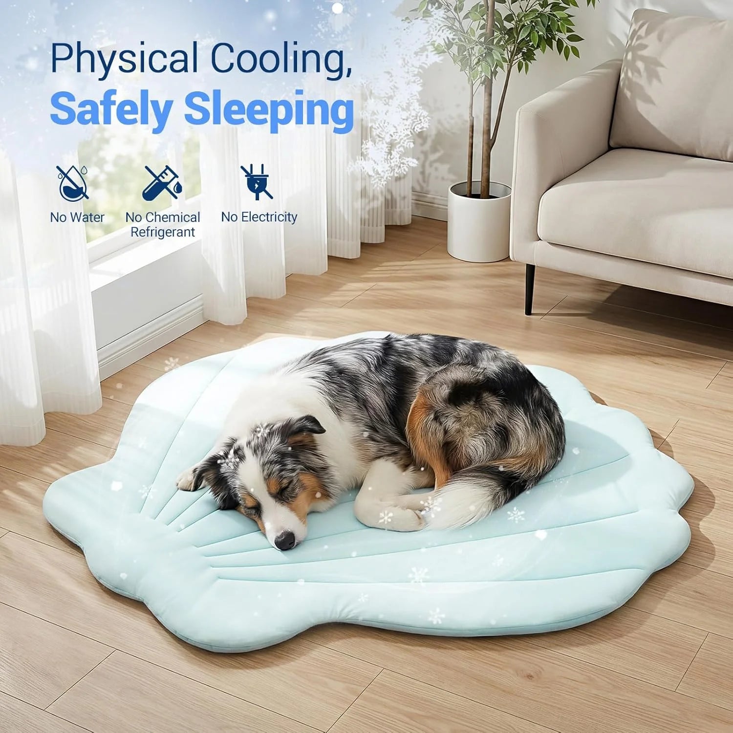 Dog Cooling Mat, 40'' × 40'' Large, Self-Cooling Mat for Dog, (Cool & Warm) Double-Sided Pet Cool Pads for Crate, Kennel, Machine Washable Summer Blanket, Cat Cool Bed, Non-Gel, Sky Blue