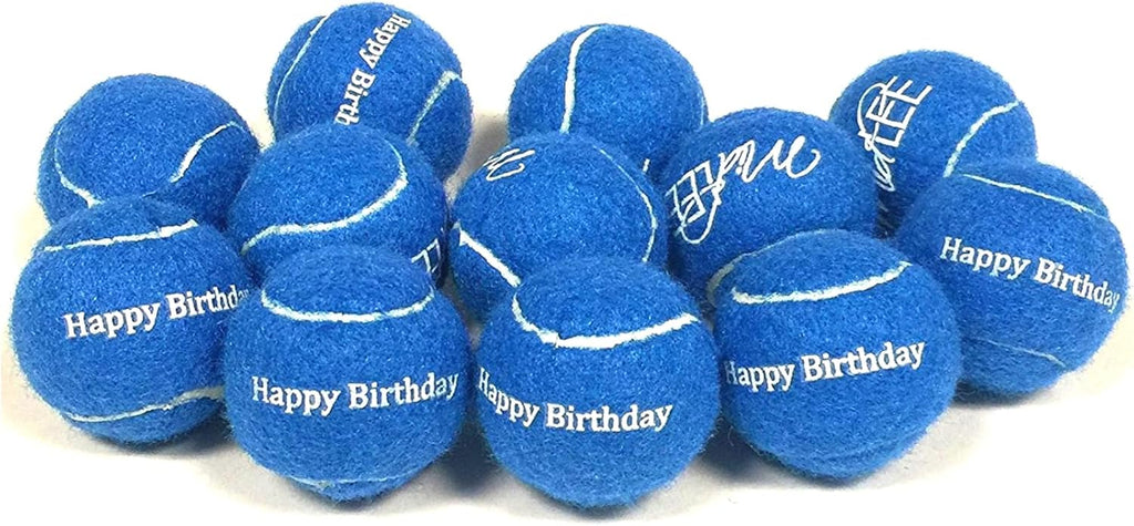 Blue Happy Birthday Dog Tennis Balls