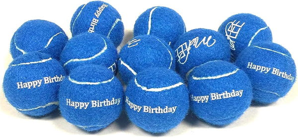 Blue Happy Birthday Dog Tennis Balls