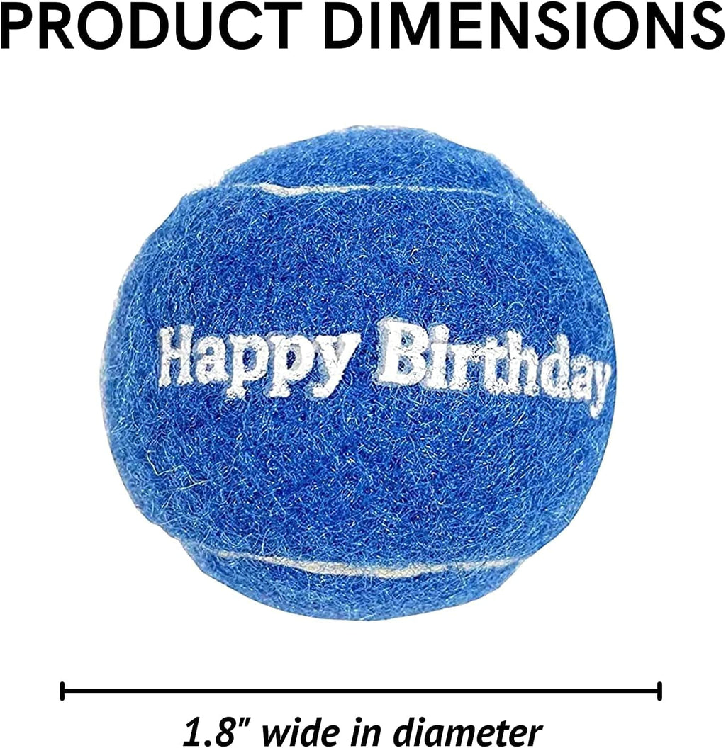 Blue Happy Birthday Dog Tennis Balls