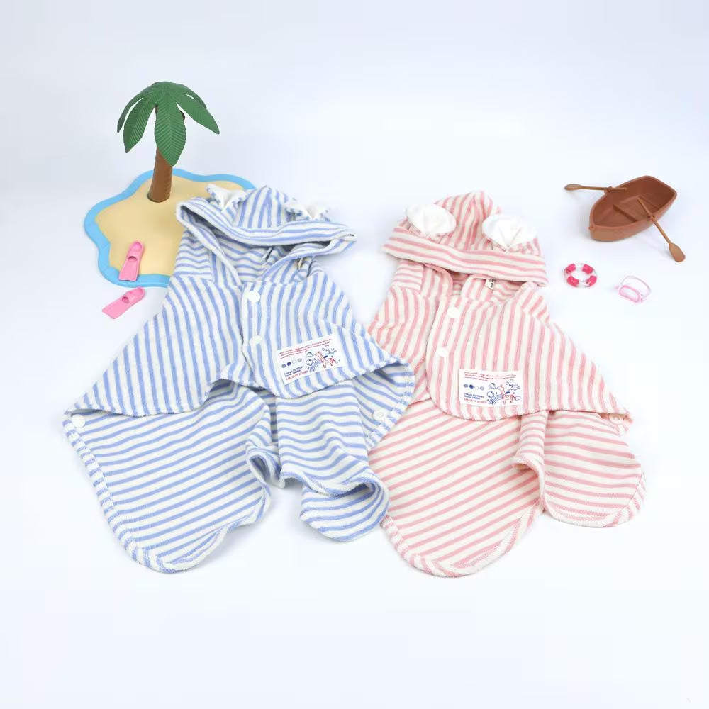 Striped Dog Robe, S-XL, Dog Pajamas, Dog Bath Robe, Small Dog Clothes, Dog Top, Dog Summer Outfit,