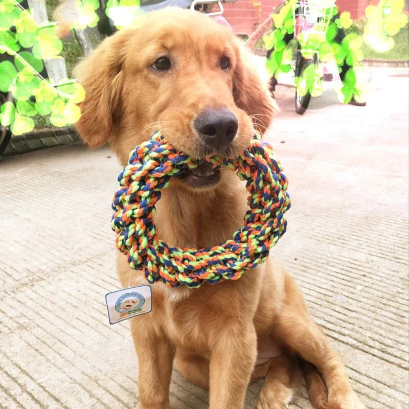 1PC Pet Toys Teeth Bite-Resistant Cotton Rope Rings Toys for Dog Medium Big and Large Dog Molar Toy Chew Toy