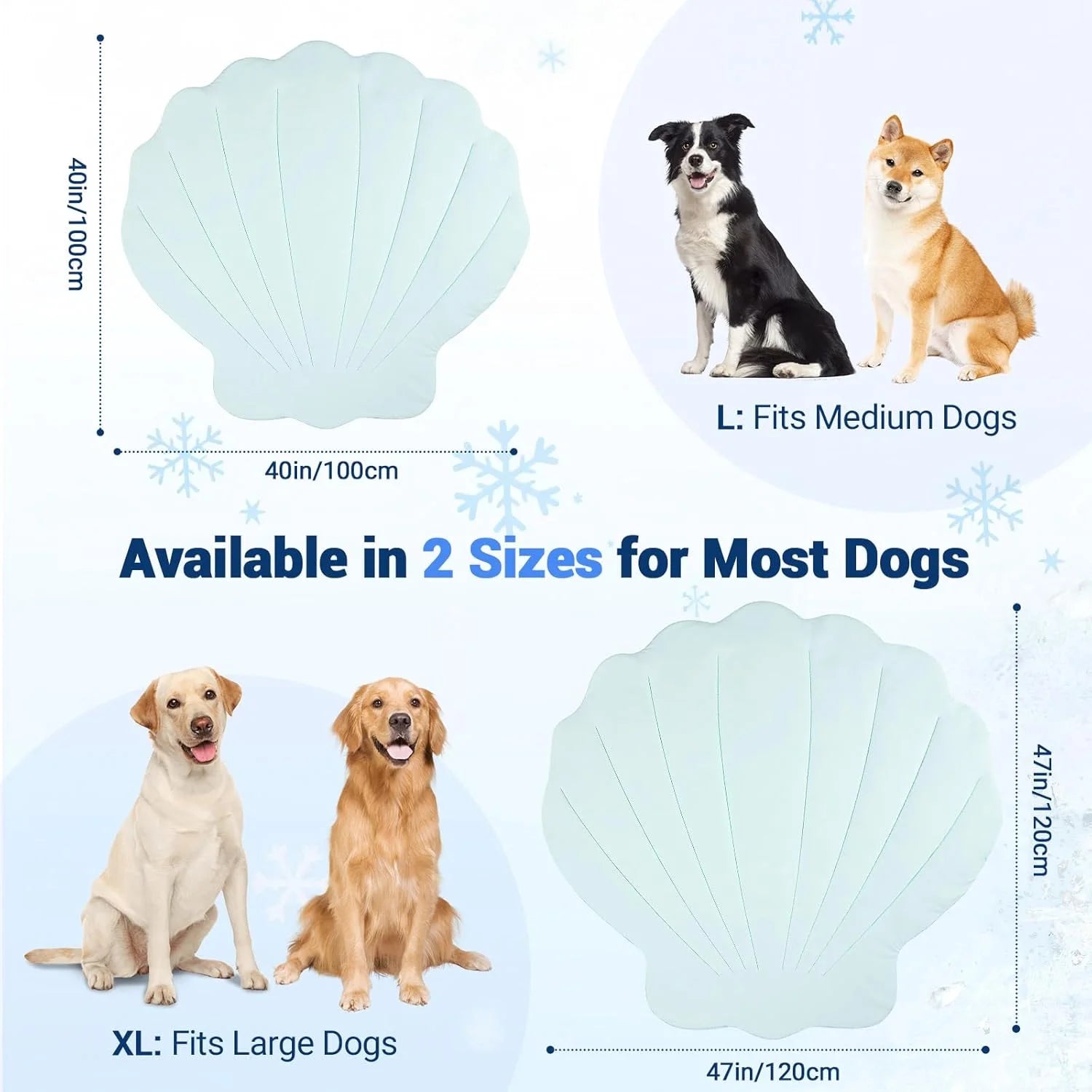 Dog Cooling Mat, 40'' × 40'' Large, Self-Cooling Mat for Dog, (Cool & Warm) Double-Sided Pet Cool Pads for Crate, Kennel, Machine Washable Summer Blanket, Cat Cool Bed, Non-Gel, Sky Blue