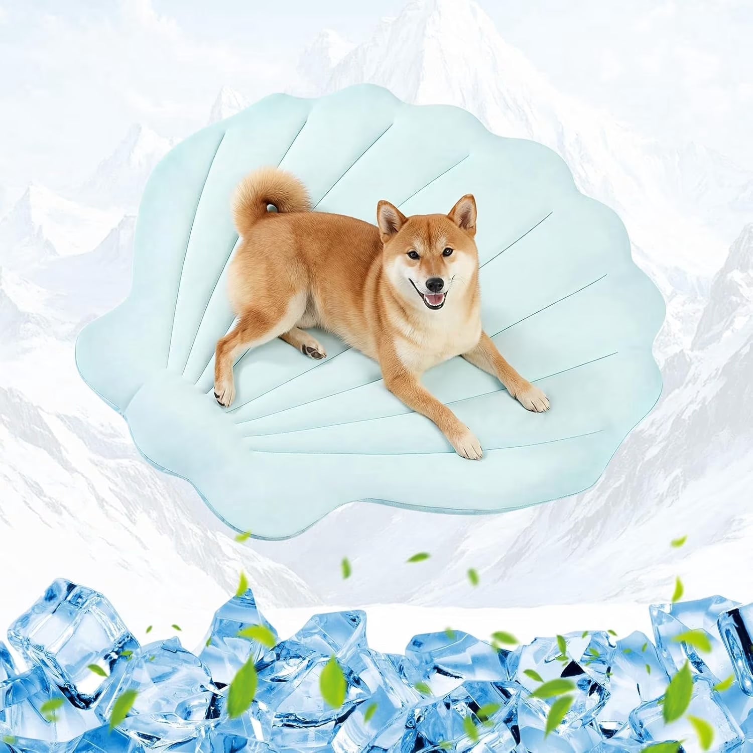 Dog Cooling Mat, 40'' × 40'' Large, Self-Cooling Mat for Dog, (Cool & Warm) Double-Sided Pet Cool Pads for Crate, Kennel, Machine Washable Summer Blanket, Cat Cool Bed, Non-Gel, Sky Blue