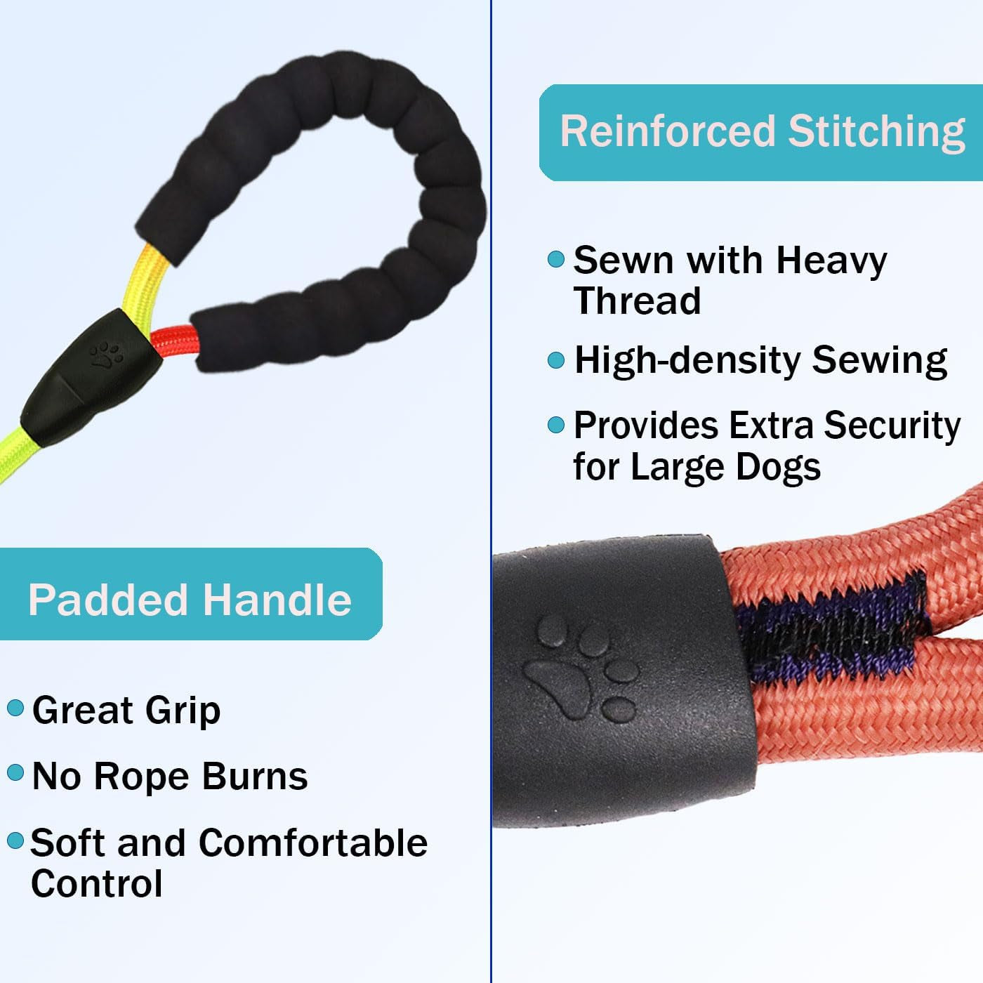Heavy Duty 3 Dog Leash for Large Dogs No Tangle Detachable 360° Swivel Device with Padded Handle for Two/Three Pets
