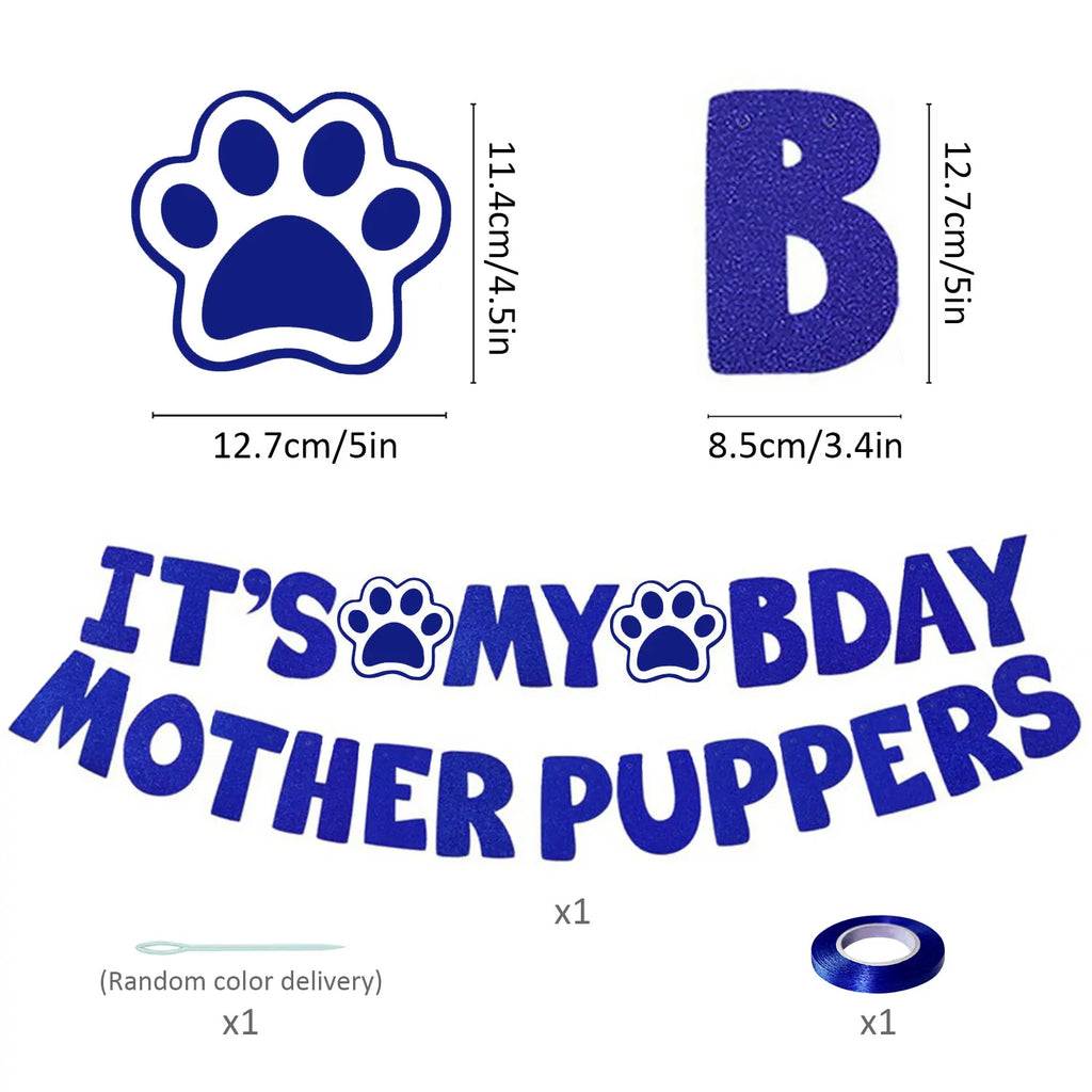 Dog Birthday Party Kit - Bandana, Hat, Bow Tie & Bday Banner for Small Dogs, Puppy Decor with It’S My Bday Signs Boy/Girl