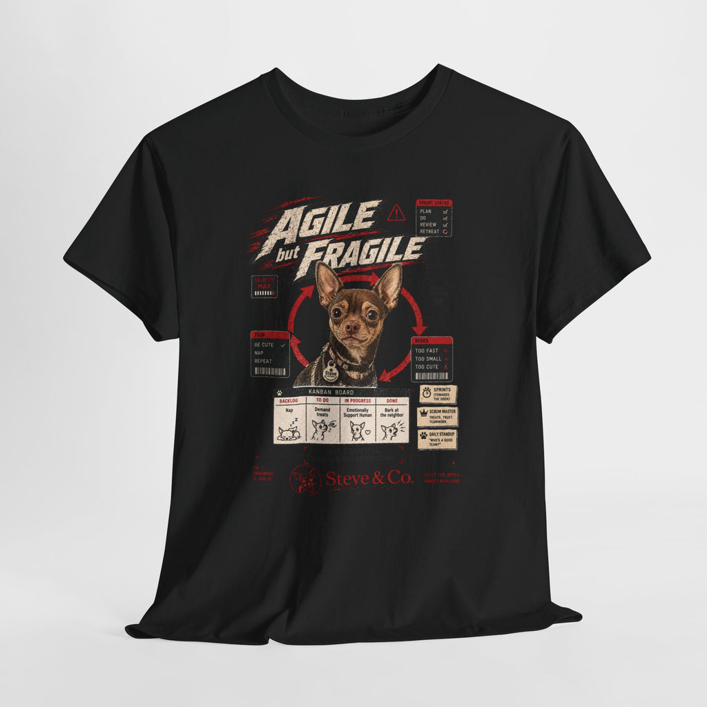 T-Shirt — "Agile but Fragile" Dog Graphic Tee (Cute Rescue Pet Design)
