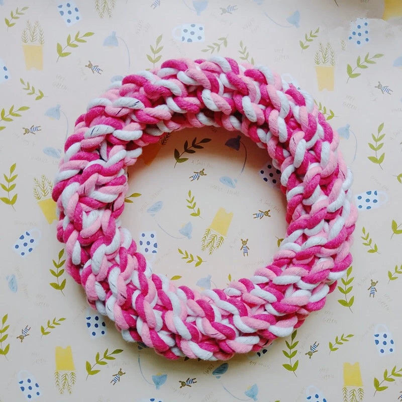 1PC Pet Toys Teeth Bite-Resistant Cotton Rope Rings Toys for Dog Medium Big and Large Dog Molar Toy Chew Toy