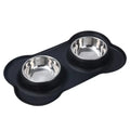 Slow Feeder Dog Bowls Stainless Steel Food and Water Bowl Set 2 in 1 No Spill Waterproof Silicone Pet Food Mat Puppy Feeding Station for Large Medium Small Breed Non Slip Metal Dish Tray