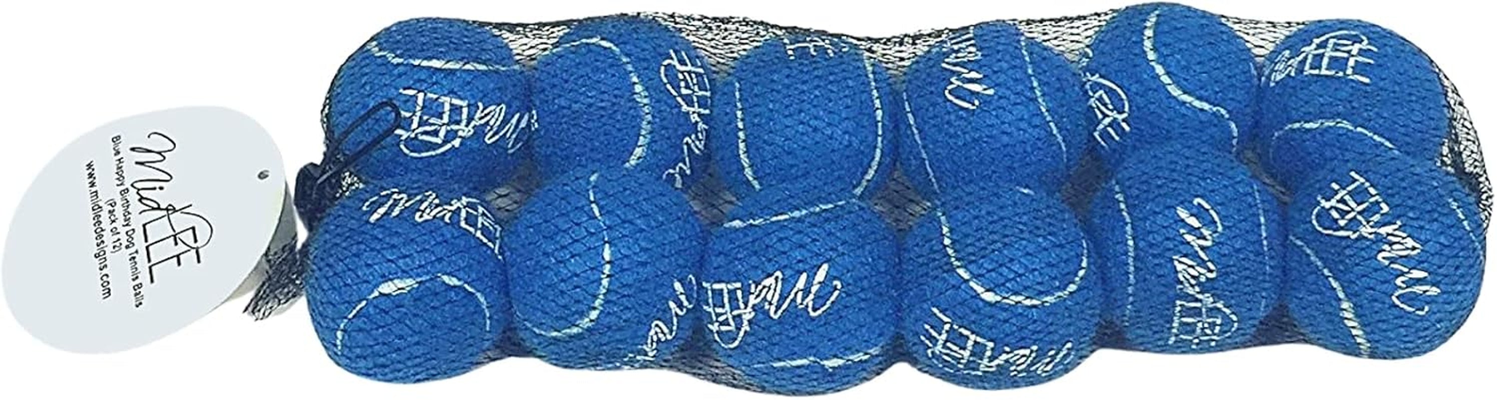 Blue Happy Birthday Dog Tennis Balls