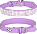Rhinestone Dog Collar Soft Velvet Leather Cat Collars Cute Luxury Diamond Studded Bling Dog Collar Necklaces Adjustable Puppy Collar for Small Medium Large Dogs Cats Kitten (Purple,Xs)
